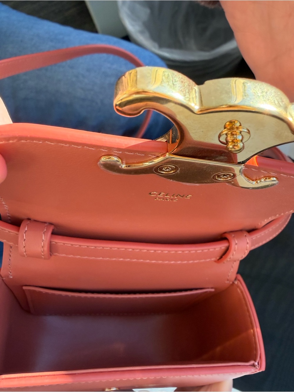 Celine Coral Triomphe Mini Crossbody Bag with Gold Hardware - Picture 6 of 6